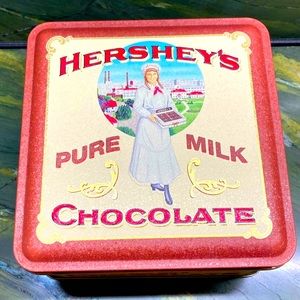 Hershey Canister Vintage with Lid Home Decor Square Tin